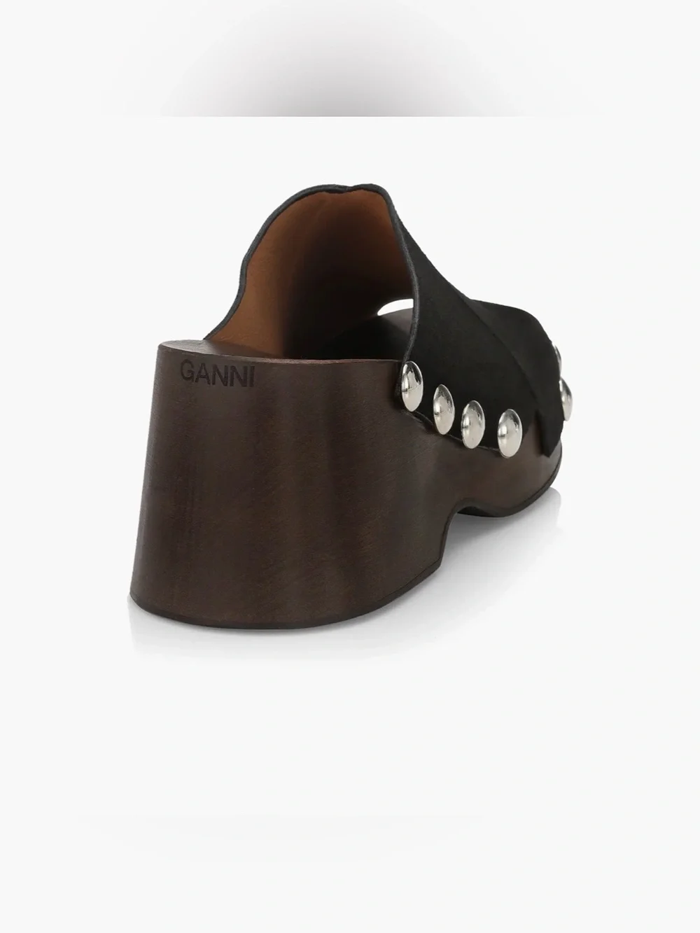 Ganni Black Suede Platform Clog Sandals, 40